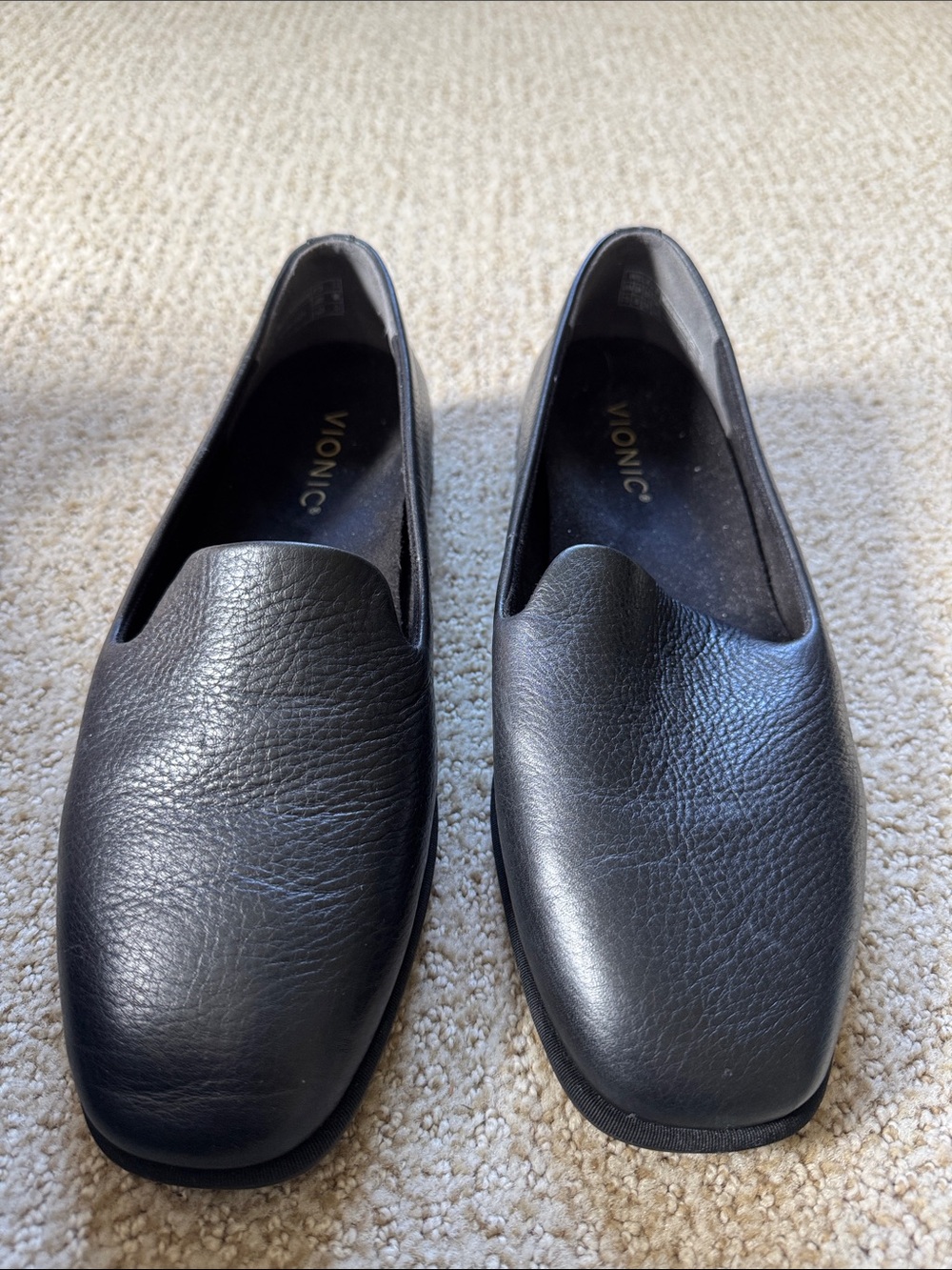 Vionic Black Leather Slip-On Loafers